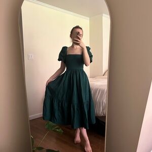 Puff Sleeve Midi Dress dark green Abercrombie & Fitch XS